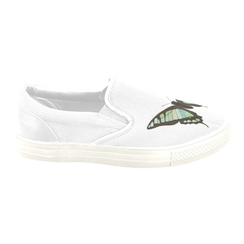 Graphium cloanthus butterflies painting Women's Unusual Slip-on Canvas Shoes (Model 019)