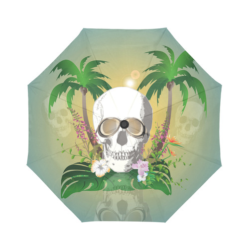 Funny skull with sunglasses Auto-Foldable Umbrella (Model U04)