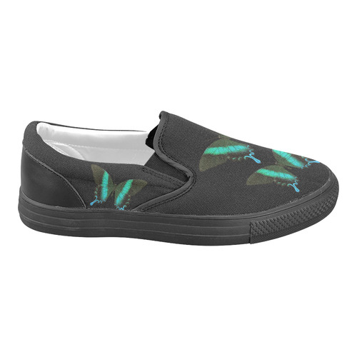 Papilio blumei butterflies painting Women's Unusual Slip-on Canvas Shoes (Model 019)