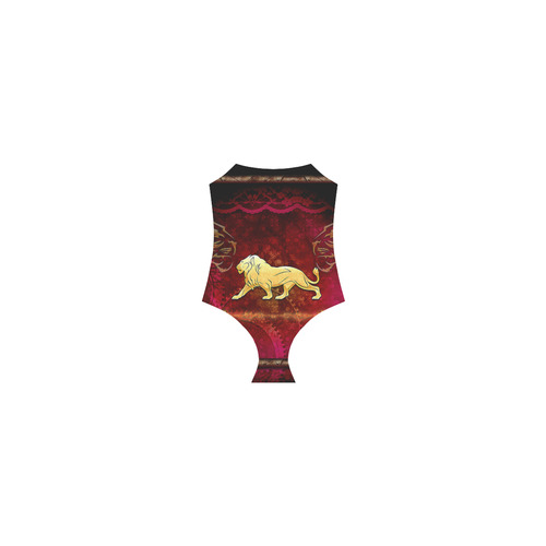 Golden lion on vintage background Strap Swimsuit ( Model S05)