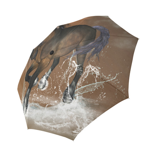 Wonderful horse with water splash Auto-Foldable Umbrella (Model U04)