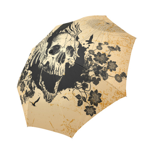 Awesome skull with crow Auto-Foldable Umbrella (Model U04)