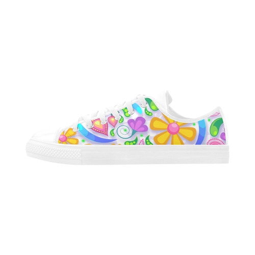 Funny Colorful Flowers Aquila Microfiber Leather Women's Shoes (Model 031)