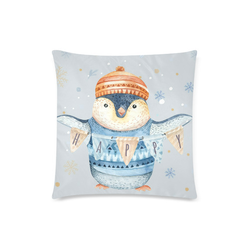 cute penguin, christmas Custom Zippered Pillow Case 18"x18" (one side)