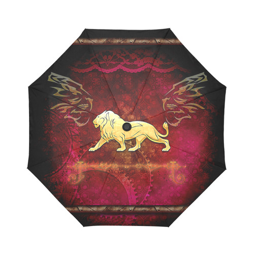 Golden lion on vintage background Auto-Foldable Umbrella (Model U04)