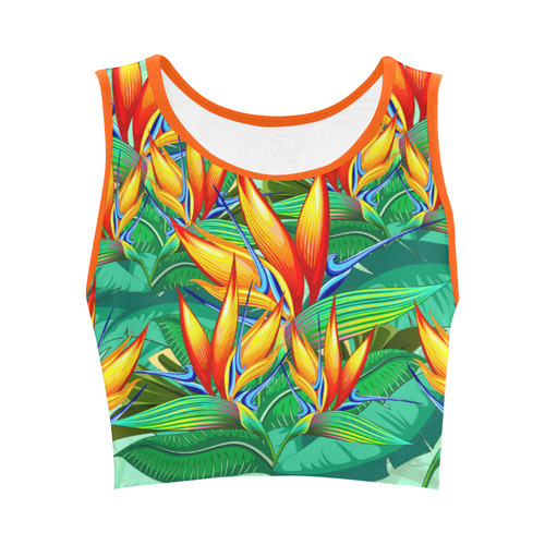 Bird of Paradise Flower Exotic Nature Women's Crop Top (Model T42)