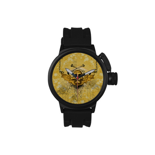 Awesome skull in golden colors Men's Sports Watch(Model 309)