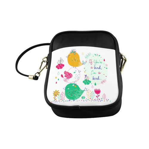 Cute Funny Birds Ladybug Flowers Floral Sling Bag (Model 1627)