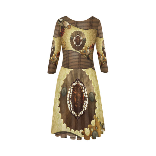 Steampunk, the noble design Elbow Sleeve Ice Skater Dress (D20)