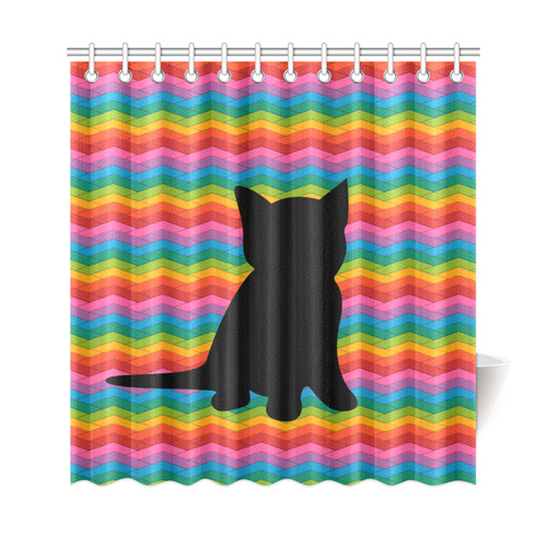 Lovely Kitten Shape Shower Curtain 69"x72"