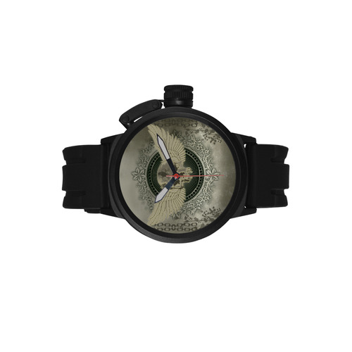 Skull with wings and roses on vintage background Men's Sports Watch(Model 309)