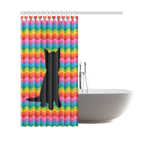 Lovely Kitten Shape Shower Curtain 69"x72"