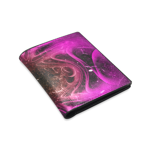 Abstract design in purple colors Men's Leather Wallet (Model 1612)
