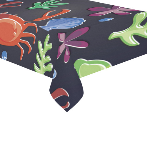 Sea Life Octopus Crab Sea Horse Cotton Linen Tablecloth 60"x 104"