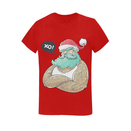 Hipster Santa Claus, Christmas Women's T-Shirt in USA Size (Two Sides Printing)