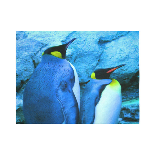 King Penguin Couple Cotton Linen Wall Tapestry 80"x 60"