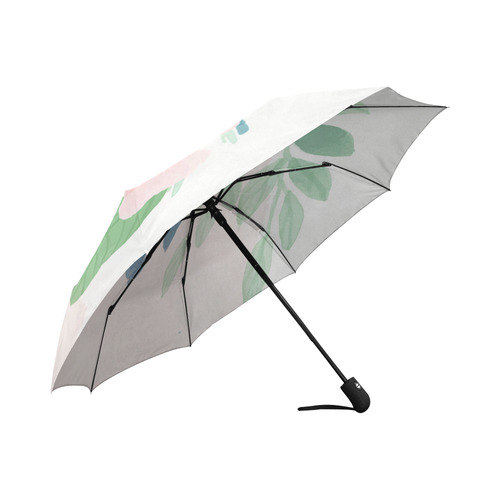 Pink Flower Windy Day Watercolor Auto-Foldable Umbrella (Model U04)