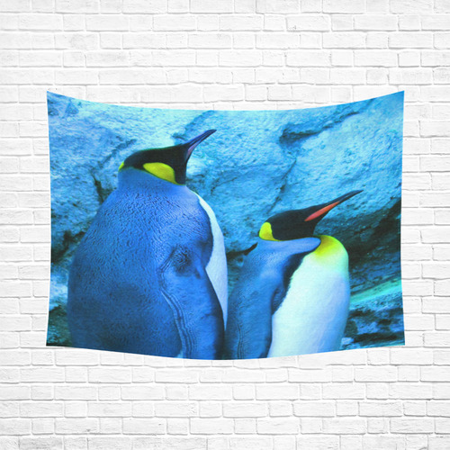 King Penguin Couple Cotton Linen Wall Tapestry 80"x 60"