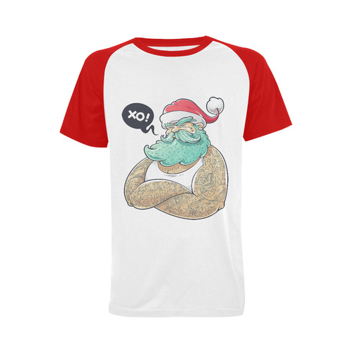Hipster Santa Claus, Christmas Men's Raglan T-shirt (USA Size) (Model T11)
