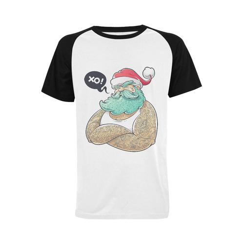 Hipster Santa Claus, Christmas Men's Raglan T-shirt (USA Size) (Model T11)