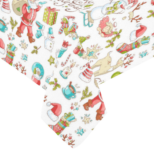 christmas doodles Cotton Linen Tablecloth 60"x 104"