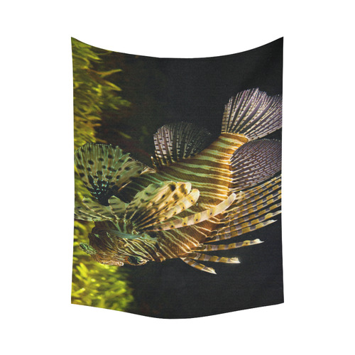 Tropical Lionfish Cotton Linen Wall Tapestry 80"x 60"