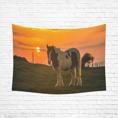 Sunset Horse Cotton Linen Wall Tapestry 80"x 60"