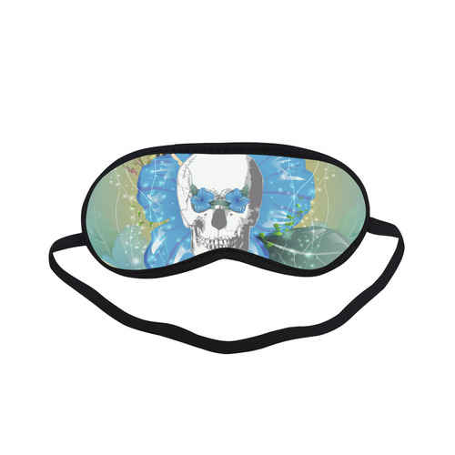 Funny skull with blue flowers Sleeping Mask