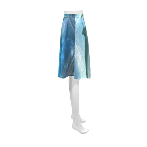 Underwater, dolphin with mermaid Athena Women's Short Skirt (Model D15)