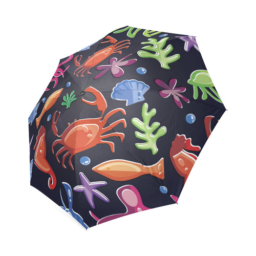 Sea Life Octopus Crab Sea Horse Foldable Umbrella (Model U01)