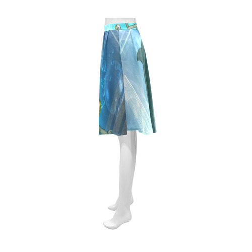 Underwater, dolphin with mermaid Athena Women's Short Skirt (Model D15)