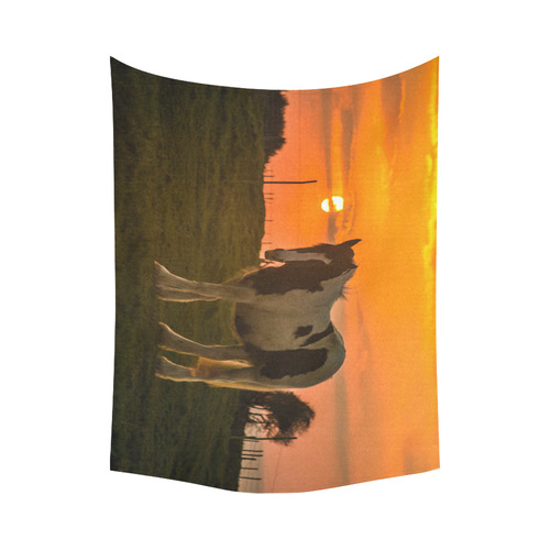 Sunset Horse Cotton Linen Wall Tapestry 80"x 60"