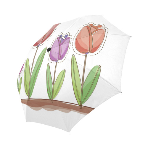 Beautiful Modern Tulip Field Floral Auto-Foldable Umbrella (Model U04)