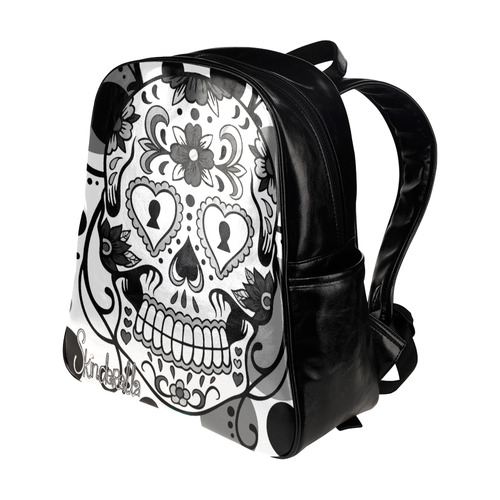 "Sugar Skull" by Skinderella Multi-Pockets Backpack (Model 1636)