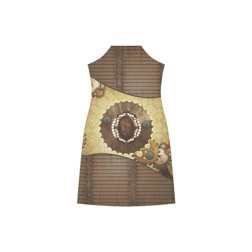 Steampunk, the noble design V-Neck Open Fork Long Dress(Model D18)