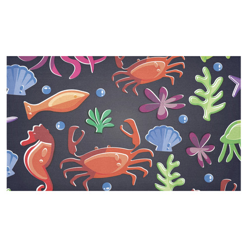 Sea Life Octopus Crab Sea Horse Cotton Linen Tablecloth 60"x 104"