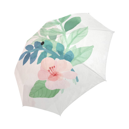 Pink Flower Windy Day Watercolor Auto-Foldable Umbrella (Model U04)