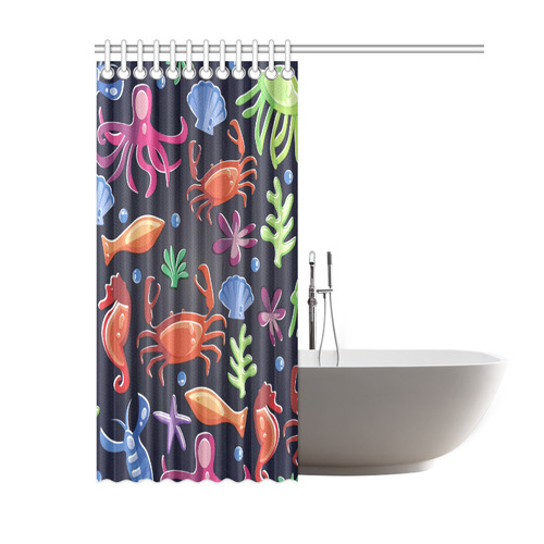 Sea Life Octopus Crab Sea Horse Shower Curtain 60"x72"