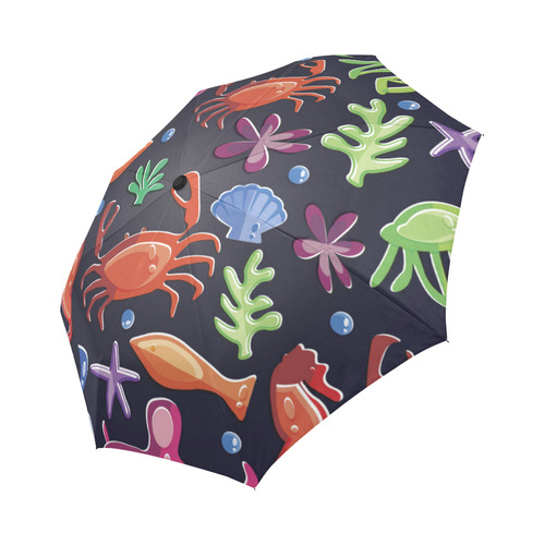Sea Life Octopus Crab Sea Horse Auto-Foldable Umbrella (Model U04)