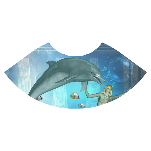 Underwater, dolphin with mermaid Athena Women's Short Skirt (Model D15)
