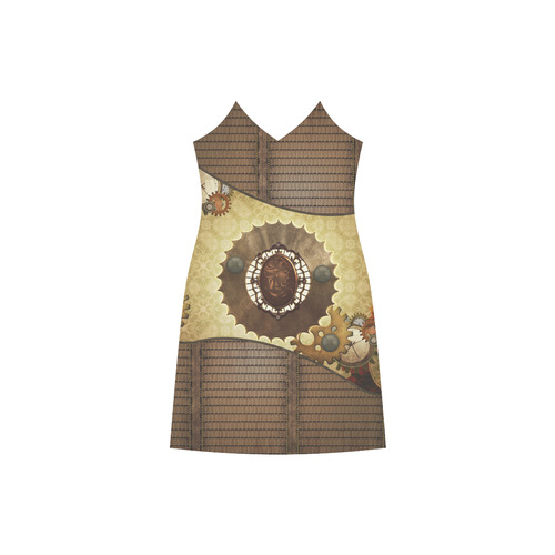 Steampunk, the noble design V-Neck Open Fork Long Dress(Model D18)