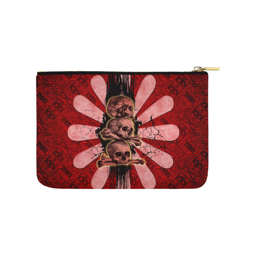 Skulls on a flower Carry-All Pouch 9.5''x6''