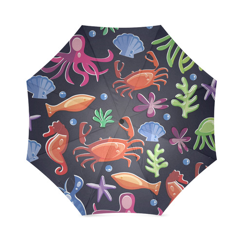 Sea Life Octopus Crab Sea Horse Foldable Umbrella (Model U01)