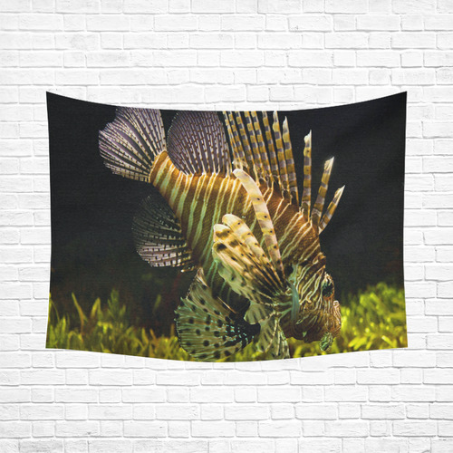 Tropical Lionfish Cotton Linen Wall Tapestry 80"x 60"