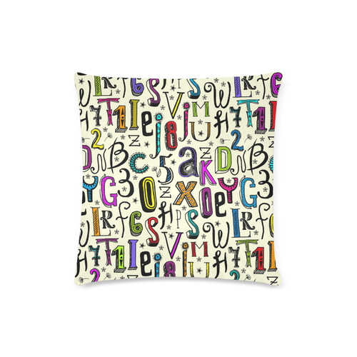 Letters Numbers Stars Typography Pattern Colored Custom Zippered Pillow Case 16"x16"(Twin Sides)