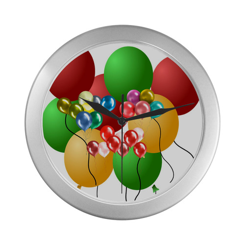 Celebrate with balloons 2 Silver Color Wall Clock