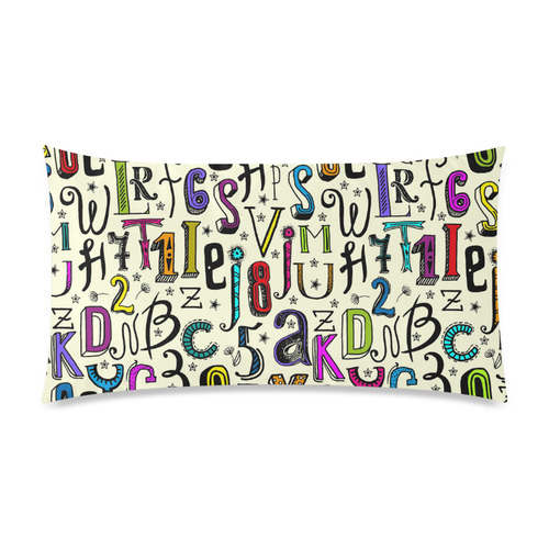 Letters Numbers Stars Typography Pattern Colored Rectangle Pillow Case 20"x36"(Twin Sides)