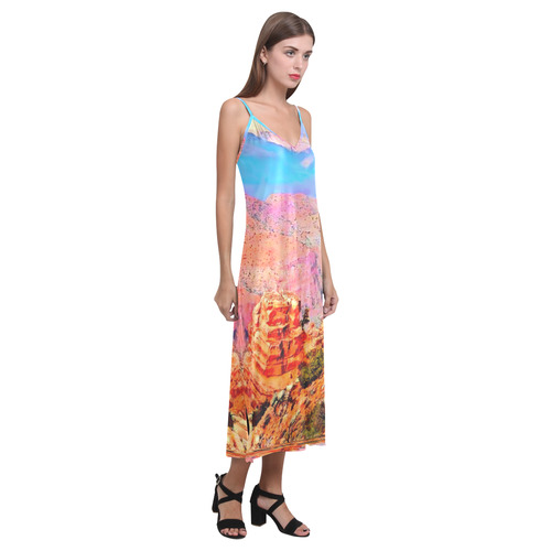 Grand Canyon by Nico Bielow V-Neck Open Fork Long Dress(Model D18)