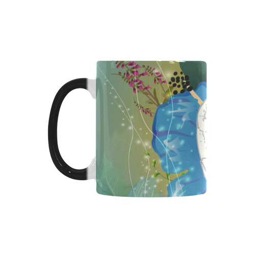 Funny skull with blue flowers Custom Morphing Mug