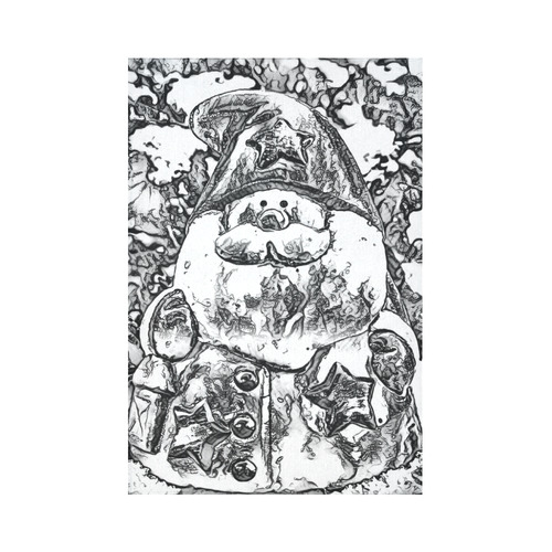 santa B&W by JamColors Cotton Linen Wall Tapestry 60"x 90"